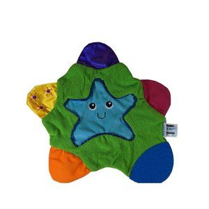 Tomy First Years Star Teether Baby Toy Lovey Green Blue Yellow Crinkle Squeaker